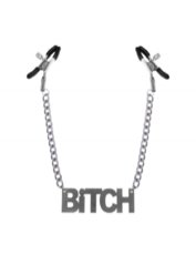 Затискачі для сосків Bitch, Feral Feelings - Nipple clamps Bitch, срібло / чорний
