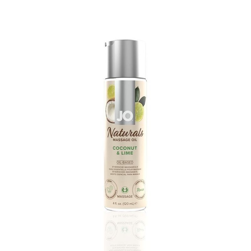 Массажное масло System JO – Naturals Massage Oil – Coconut & Lime с натуральными эфирными маслами (120мл)